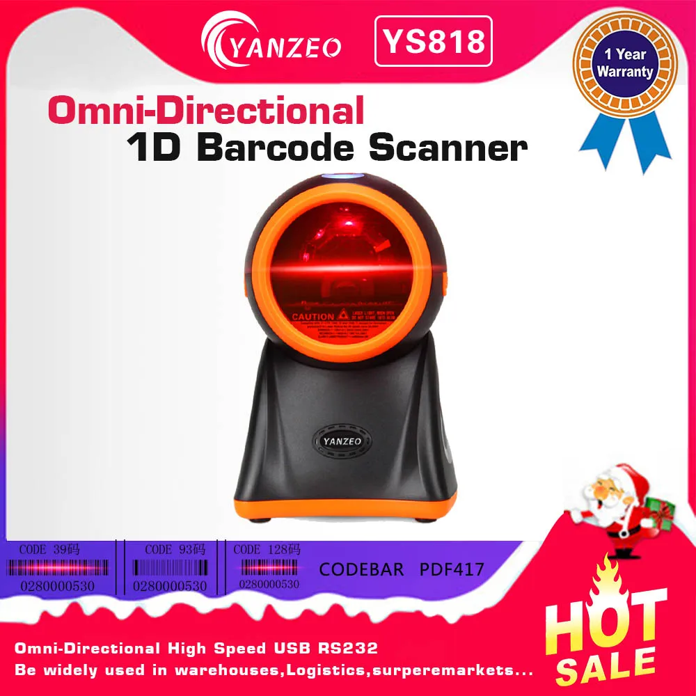 

Automatic Omnidirectional USB Laser Barcode Scanner 20 Line Bar Code Reader Hand-Free Stand USB BarcodeScanner Warranty 1 Year