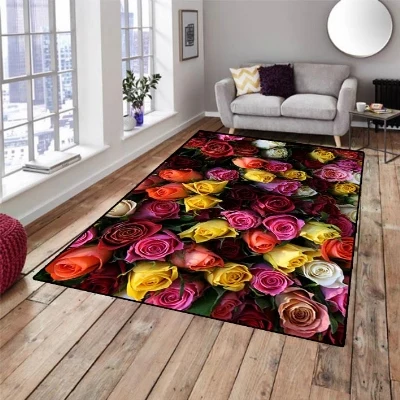 Красный, оранжевый, желтый, белый, розы, цветы, 3d принт, нескользящая микрофибра, гостиная, декоративный современный моющийся коврик, коврик