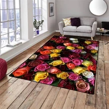 Красный, оранжевый, желтый, белый, розы, цветы, 3d принт, нескользящая микрофибра, гостиная, декоративный современный моющийся коврик, коврик