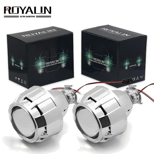ROYALIN 2,5 дюймов мини би ксенон HID проектор фары линзы модифицированный Fit H4 H7 Автомобильная фара W/ging пистолет кожухи - Цвет: Silver one