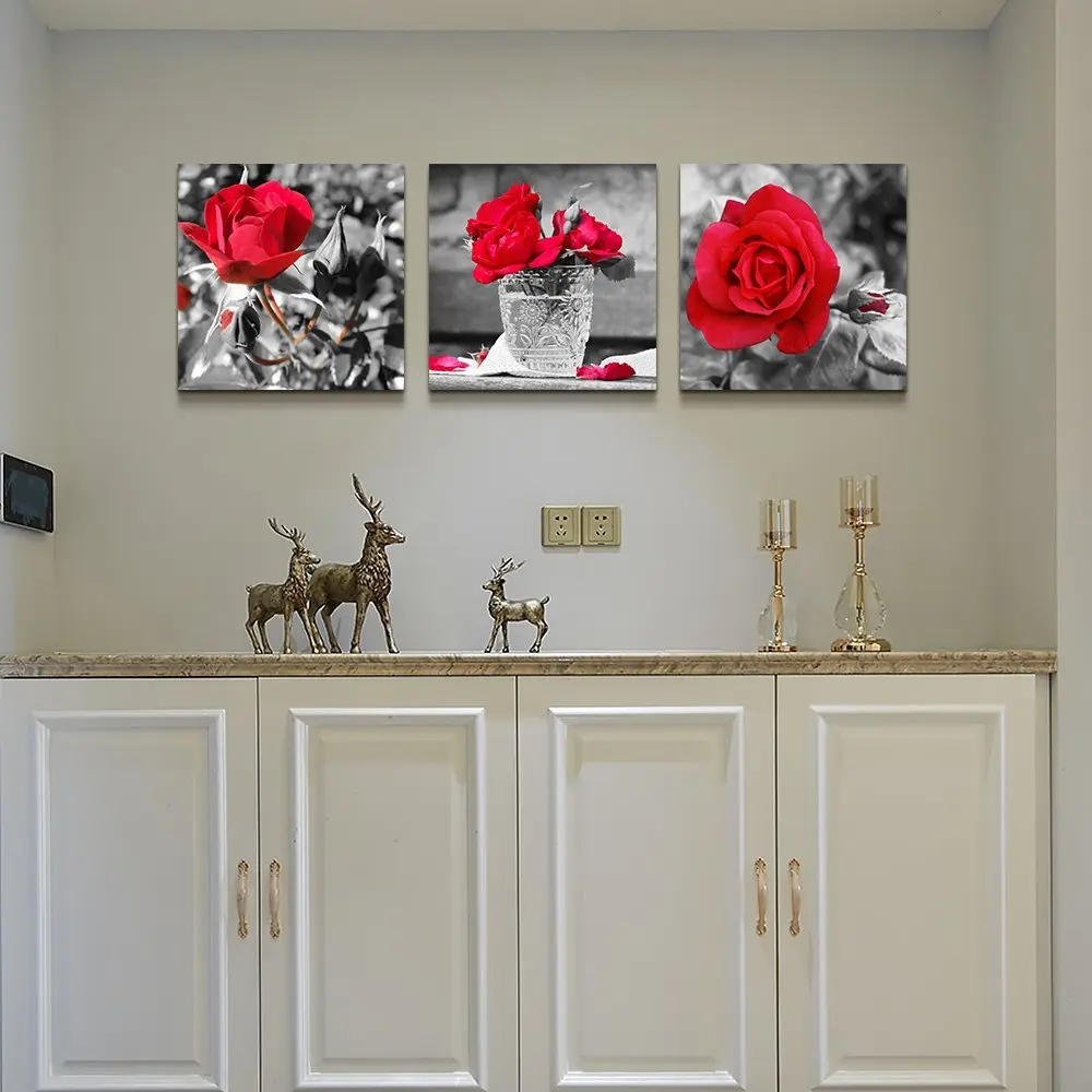 3 шт. 5D DIY Алмазная Вышивка Цветы Красная роза Картина крестом полный квадратный