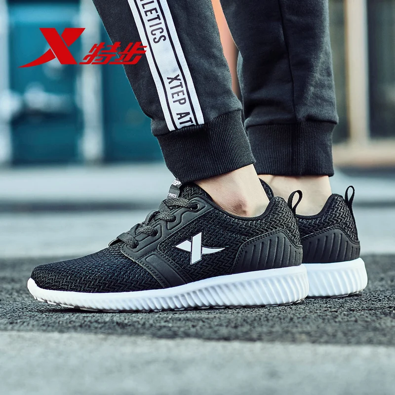 XTEP Original Brand Men's Light Weight Running Shoes Black Blue Sports Trainers Shoes Breathable Athletic Sneakers 983219329282