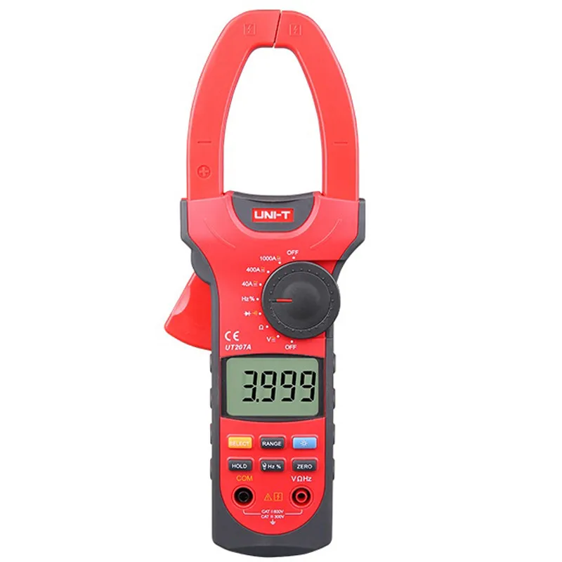 UNI-T UT207A/UT208A/UT209A 1000A цифровой клещи; AC/DC Амперметр, резистор/конденсатор/частота/температура тест - Цвет: UT207A