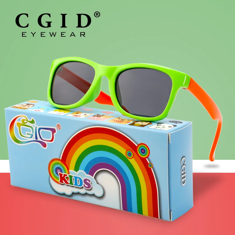 

CGID Soft Rubber Kids Sunglasses Polarized Classic with Colorful Frame for Baby and Children Age 3-5 ET25