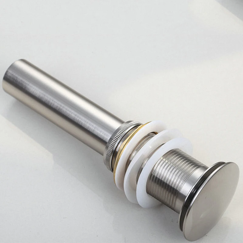 

IMPEU Bathroom Vessel Sink Drain, Pop Up Style, Brushed Nickel finish, Solid Brass, with / without overflow hole