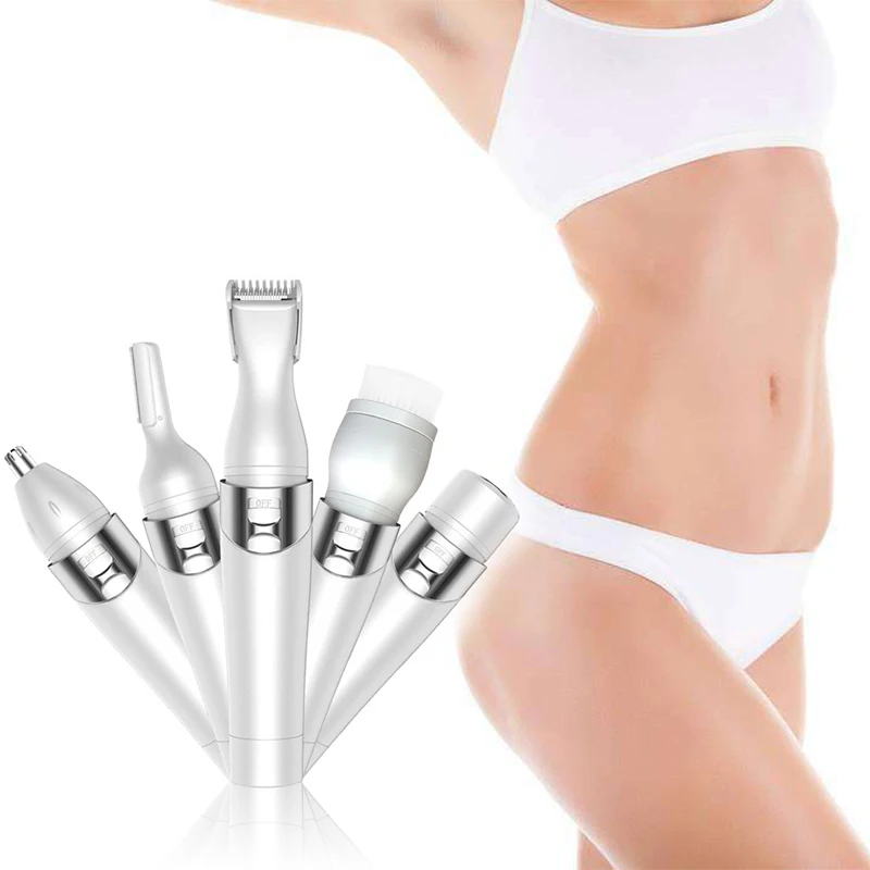 

5 in 1 Multifunctional USB Epilator Women Hair Removal Electric Hair Remover Bikini Body Face Underarm Eyebrows Nose Trimmer