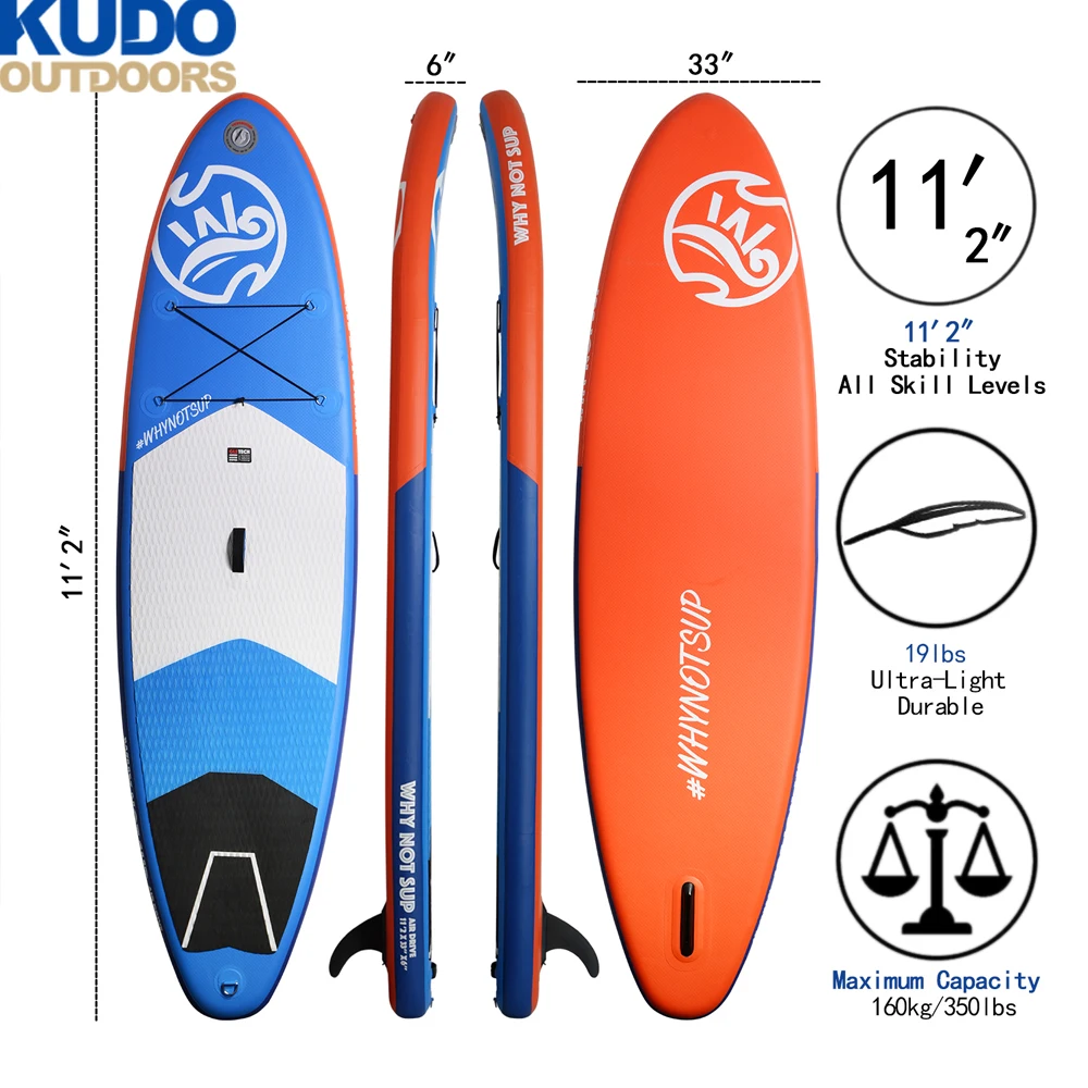 

WHYNOT Stable Inflatable SUP Board 11'2"Ч33''Ч6'' With Free sup paddle Pump Backpack Leash US box fin