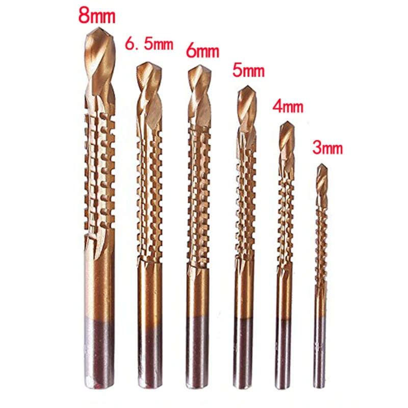 6 шт./спиральное сверло Мощность инструмент высокой детализации Скорость Сталь твист пилообразной дрель Дровосек 3 мм/4 мм/5 мм/6 мм/6,5 мм/8 мм