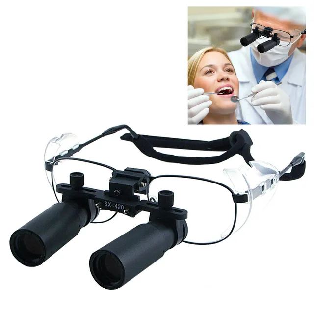 6.0x Magnification Dental Loupes 45mm Field of View Flip Up Flexible