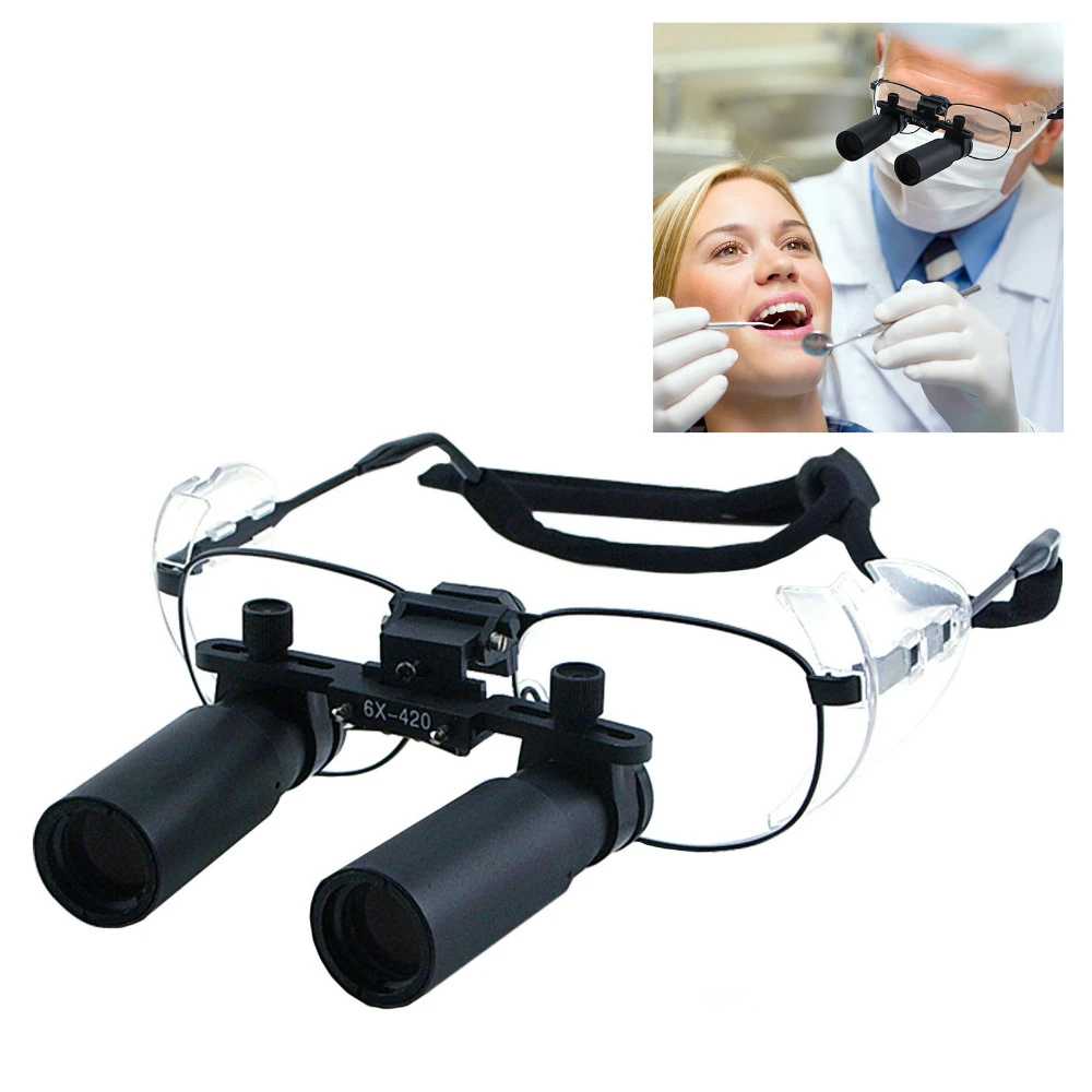 6.0x Magnification Dental Loupes 45mm Field Of View Flipup Flexible