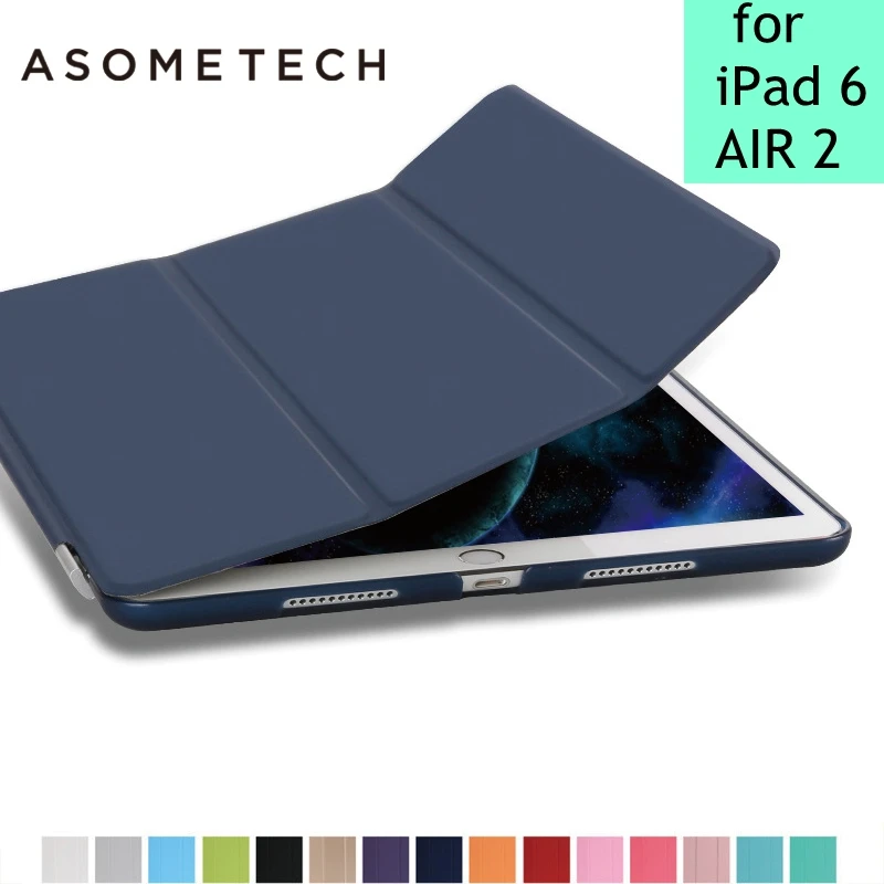 

Case for iPad air 2 Utra Slim PU Leather Multi-folding Magnetic Cover translucent back Cover for iPad air 2 Tablet shell Capa