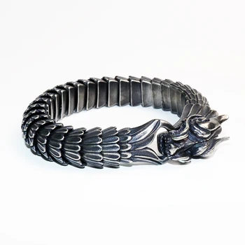 

Vintage Dragon Bracelet For Men Stainless Steel Chain Punk Men Jewelry High Quality 22cm Bracelet With Lobster Clasps VB807