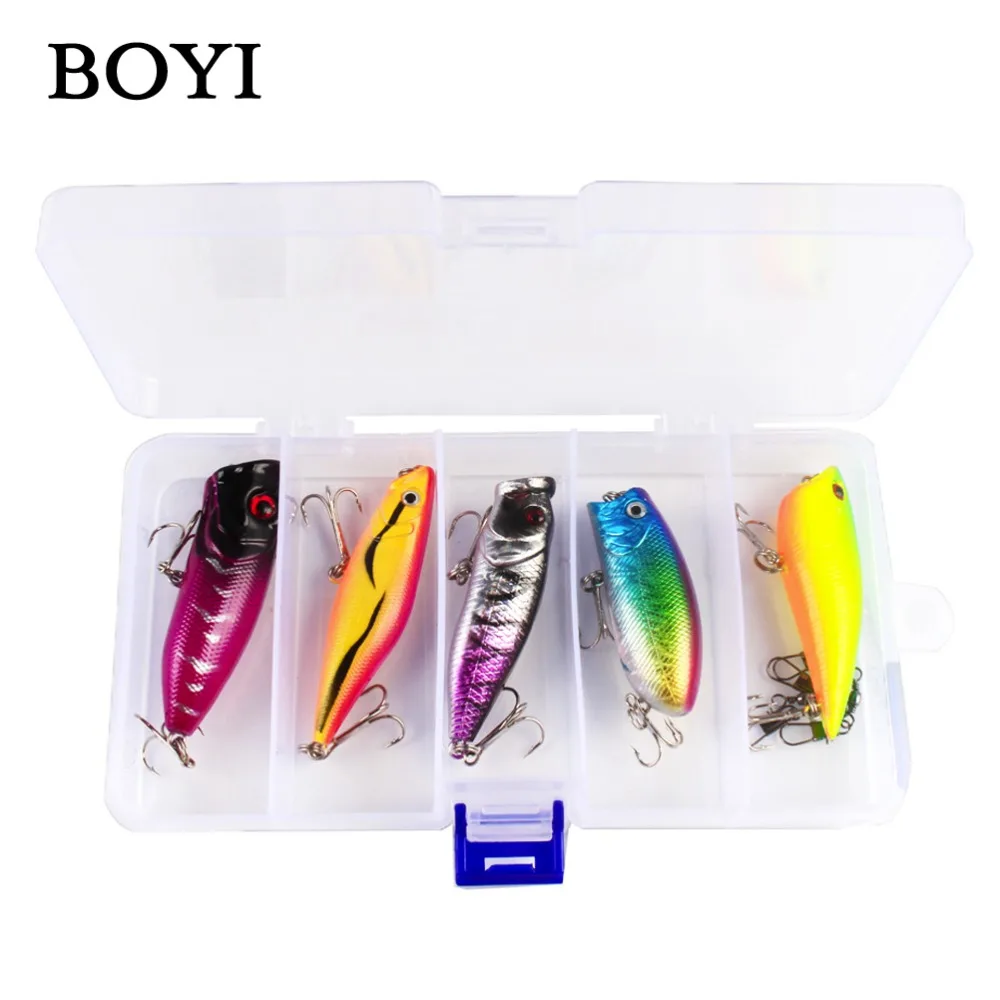 

BOYI 5pcs/Set Fishing Lure Popper Wobblers Fishing Crankbait Artificial Fishing Hard Lures Swimming Crank Baits