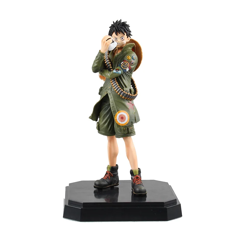 

HKXZM Anime 22CM ONE PIECE MONKEY D LUFFY RORONOA ZORO military style PVC Figure Collectible Toys
