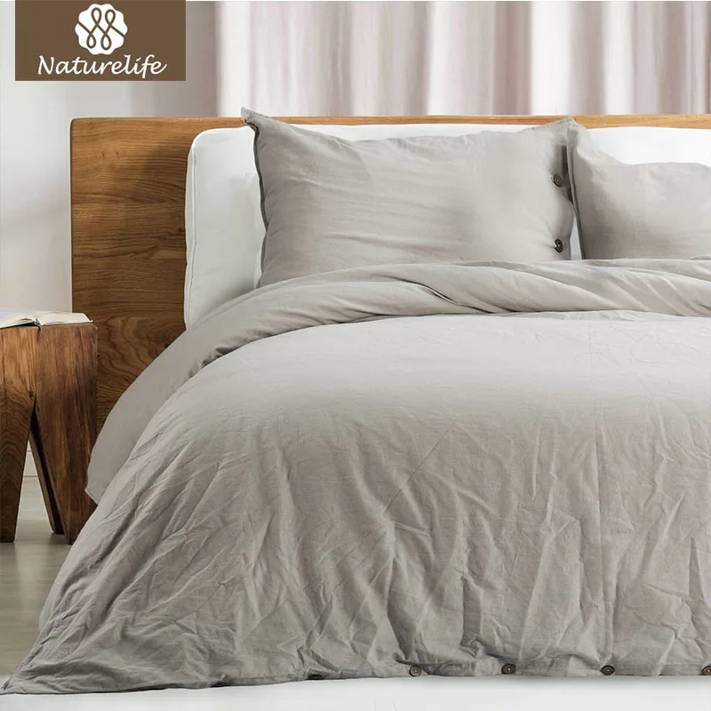

Naturelife Breathable Grey Duvet Cover Set Soft Cotton Linen Pillowcase Duvet Cover Bed Quilt Luxury Bedlinen Bedclothes