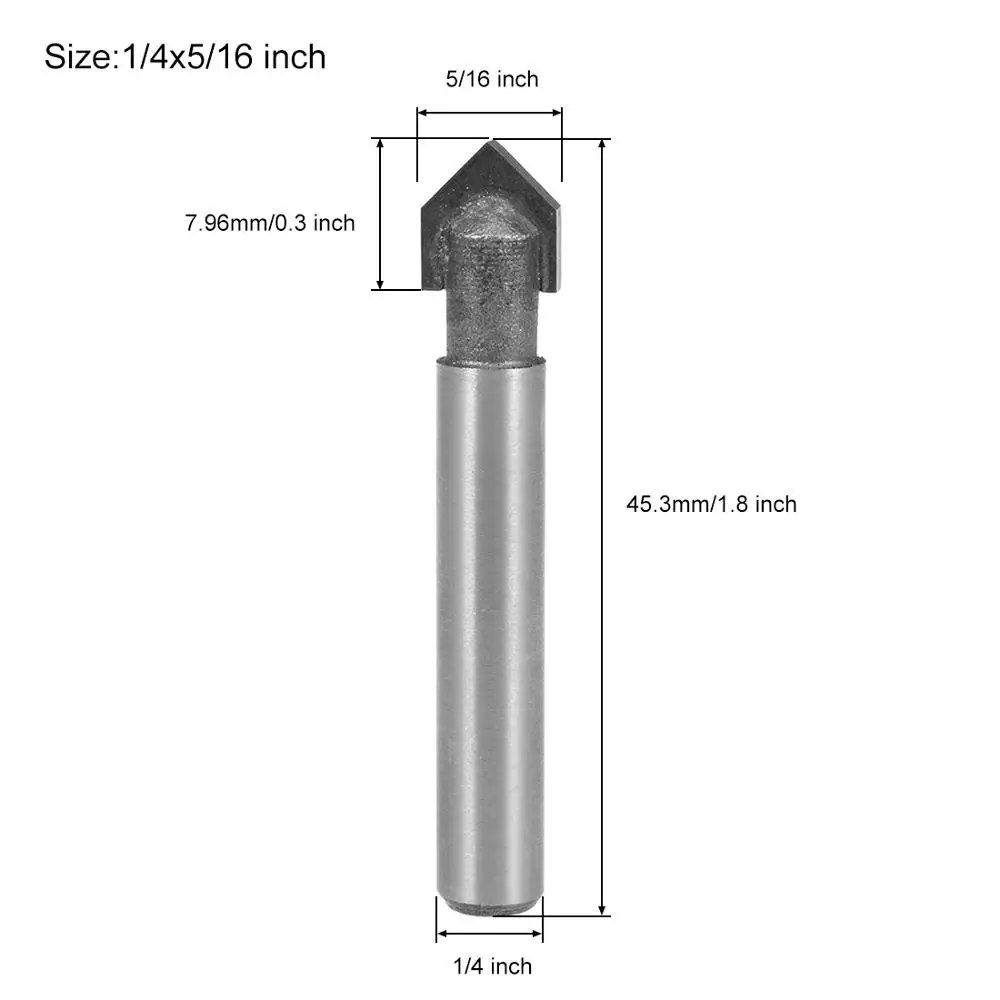 1//4/" x 5//8/" 2 Flutes Round Nose Router Bit Cutting Tool Silver Tone