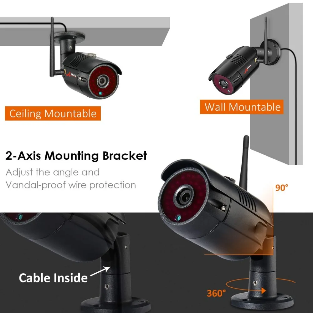 ANRAN 1080P Wireless Security Camera Kit 4CH NVR System Night Vision Outdoor Wifi Surveillance Came