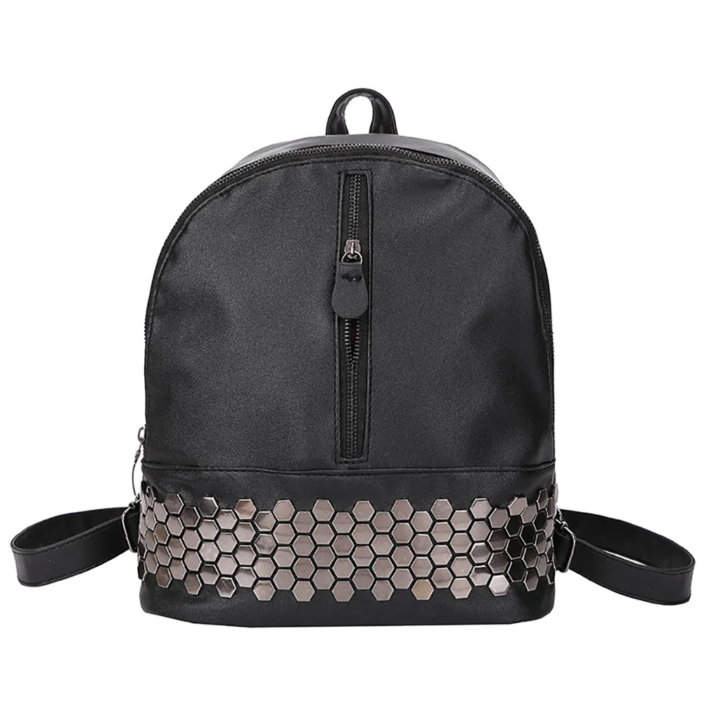 

Fashion Women Faux Leather Student School Backpack Girls Rivets Shoulders Bag