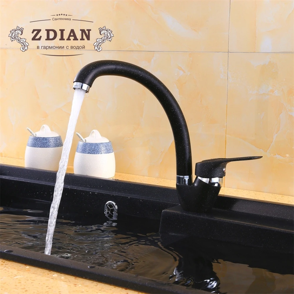 

Black Paint Kitchen Faucet Bend Pipe 360 Degree Rotation with Water Purification Features Single Handle