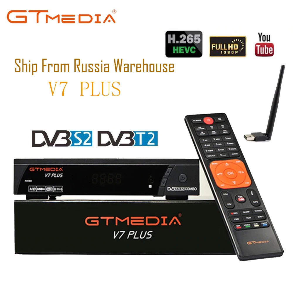 

GTMEDIA V7 PLUS DVB-S2 & T2 Combo Receiver support H.265 PowerVu Biss 1 YEAR CCCams Newcamd Youtube update from Freesat V7 combo