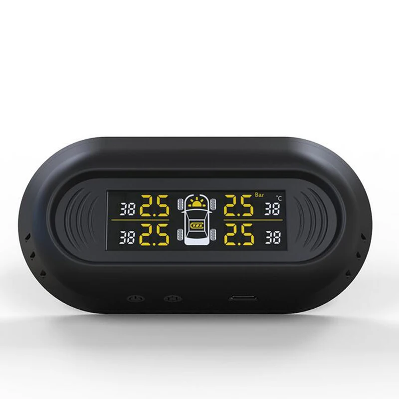 Solar Power TPMS Tire Pressure Monitor System Wireless Colorful Display Tire Pressure Alarm With 4 Internal Sensors