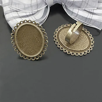 

Brass Antique Bronze 25*19MM Oval Cabochon Adjustable Rings Base Blank DIY Setting 10PCS