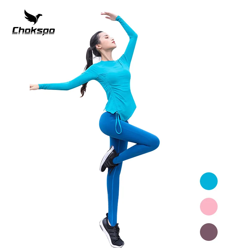 

Chokspo Female Sport Suit Yoga Clothes Sportwear Women TShirt + Pants Breathable Vrouwen 3 Stuk Running Gym Clothing For Women