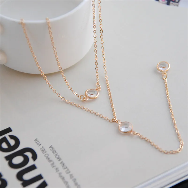 Fashion Necklace chain for women Women Multilayer Alloy Pendant Necklace Chain Jewelry collares mujer Collier ras de cou A15#N (9)