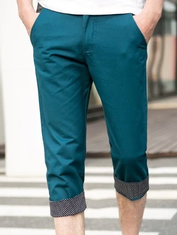 new summer Korean men's pants casual fashion dot edge roll