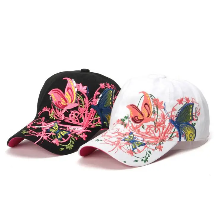 Бейсболки новые высококачественные летние и осенние кепки с вышитыми бабочками и цветами Модные женские и женские бейсболки