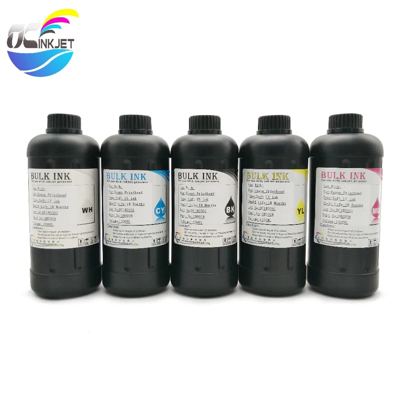 

OCINKJET 1000ML LED UV Ink For Epson 1390 1400 1410 1430 L800 L1800 For DX3 DX4 DX5 DX6 DX7 Printhead For Hard and Soft Material