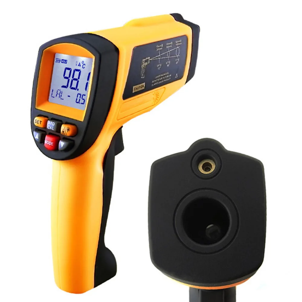 

HandHeld 50:1 Non-contract IR Infrared Laser Thermometer Meter -30~1150degC/ -22~2102degF 0.1~1EM Pyrometer
