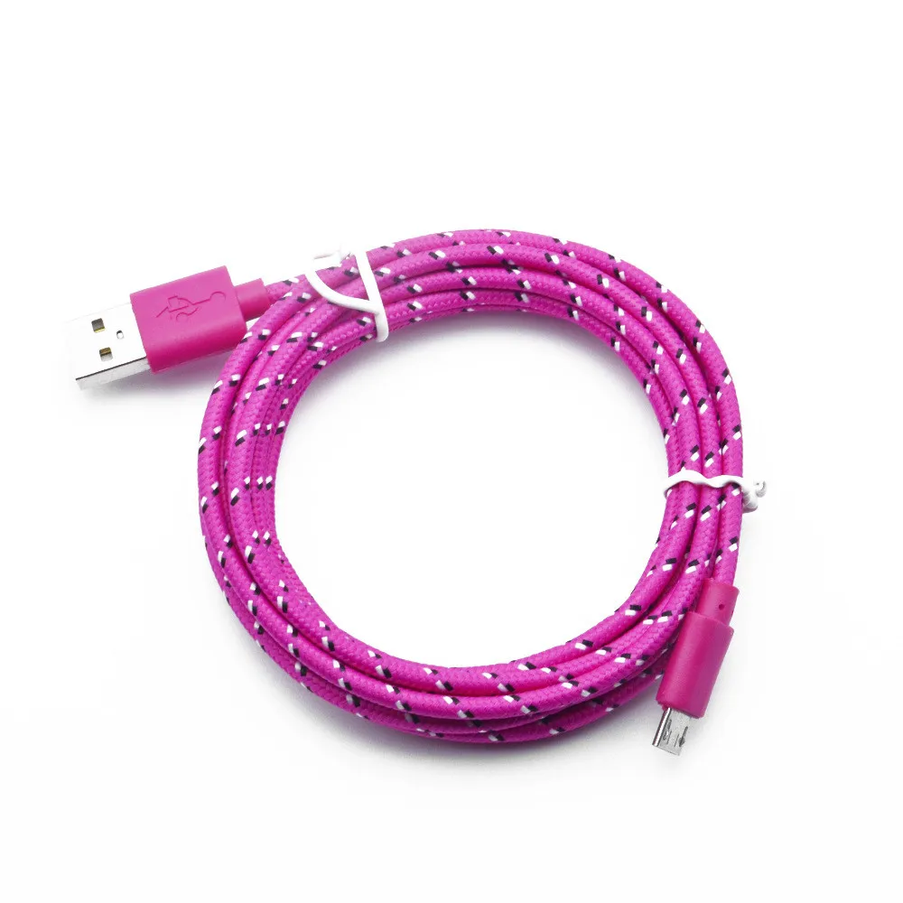 2 м Micro USB кабель-трос для синхронизации данных для сотового телефона Lightgreen Micro USB кабель для быстрой зарядки - Цвет: Hot pink