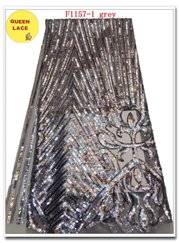 

High Quality African Sequins Tulle Lace Fabric Embroidered Tulle Lace Trim 2019