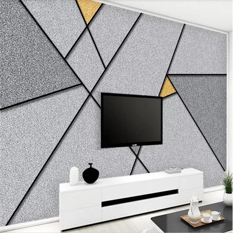 

Personality abstract geometric line square TV background wall professional production of high-end mural factory wholesale