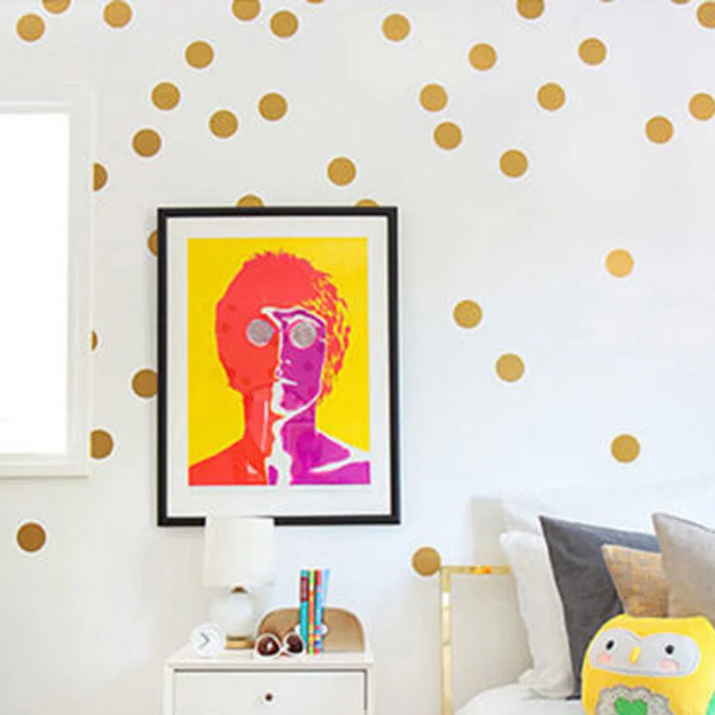54 piece/set Polka Dot Wall Stickers For Kids Rooms Gold ...