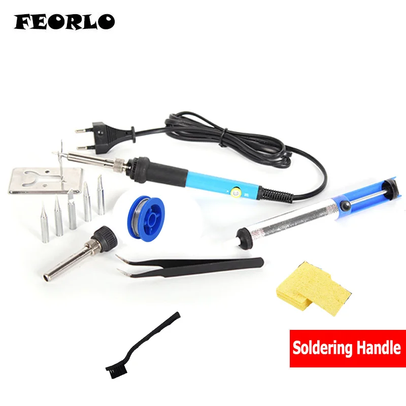 

FEORLO Adjustable Temperature solder Iron 60W 110V/220V with sucker solder tip sponge tweezers Solder iron stand Welding Tool