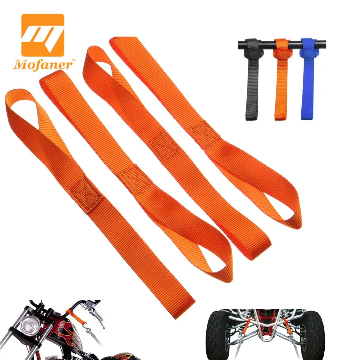 

Mofaner 4 Pieces Motorcycle Soft Loop Tie Down Straps Ratchet Towing Cargo For ATV UTV Motorbike 2300 lb