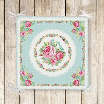 

Else Blue Floor on Pink Roses Florals 3d Print Chair Pad Seat Cushion Soft Memory Foam Full Lenght Ties Non Slip Washable Zipper