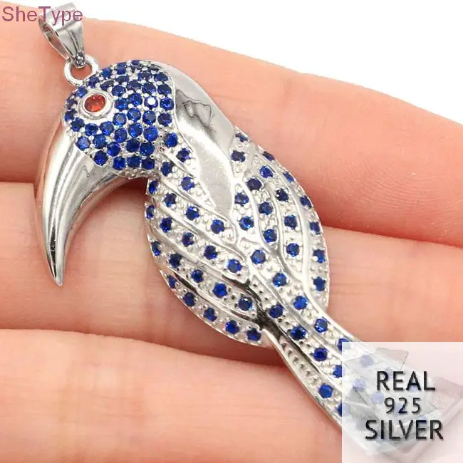 

SheType 5.9g Toucan Tanzanite Garnet Gift For Man 925 Solid Sterling Silver Pendant 53x22mm