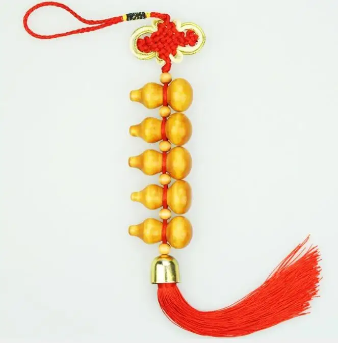 

Peach Wood Gourd Chinese knot Feng Shui Hangings Chinese Ancient Mascot Lucky Good Fortune Repel Evil Influence Car Home Decor