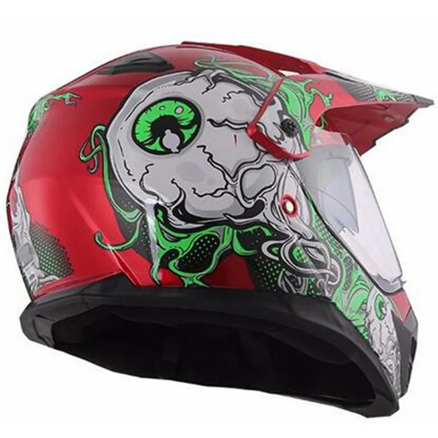 Бездорожье мото rcycle шлем с солнцезащитным щитом мото-кросс Мото Кросс шлем двойной объектив гоночный мото точка сертификат