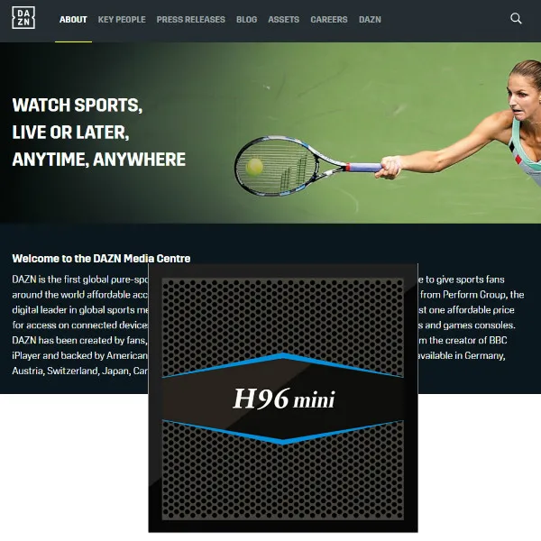 

1 Year DAZN account for Sports events Only work in Italy and Germany on Set top box Media player Without H96MINI tv box