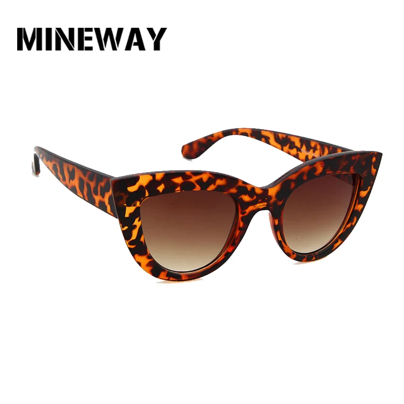 MINEWAY, кошачий глаз, солнцезащитные очки для женщин, Дамская мода, фирменный дизайн, зеркальные линзы, Ретро стиль, толстая оправа, солнцезащитные очки для женщин, Oculos