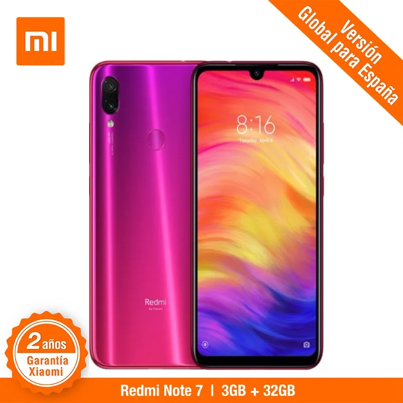

Global Version for Spain] Xiaomi Redmi Note 7 (Memoria interna de 32GB, RAM de 3GB,Camara dual trasera de 48 MP) smartphone