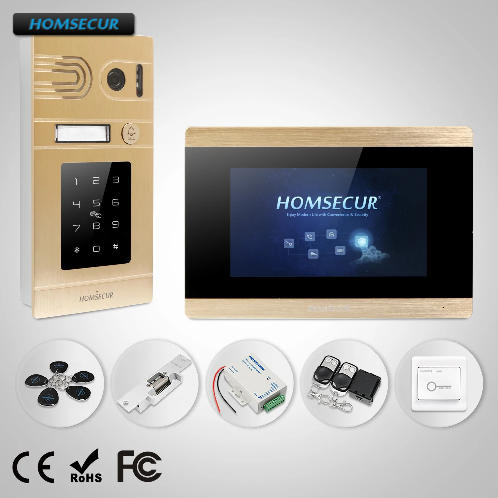 

HOMSECUR 7" Wired Hands-free Video&Audio Home Intercom+RFID Access for Apartment BC071-G+BM715-G