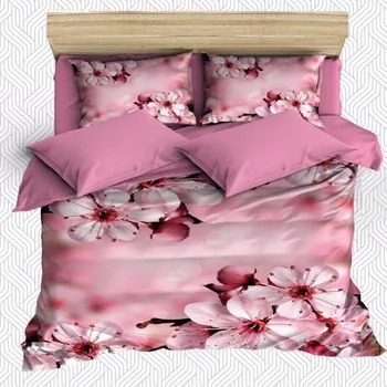 

Else 6 Piece Pink White Floor Frame Flowers Branch 3D Print Cotton Satin Double Duvet Cover Bedding Set Pillow Case Bed Sheet
