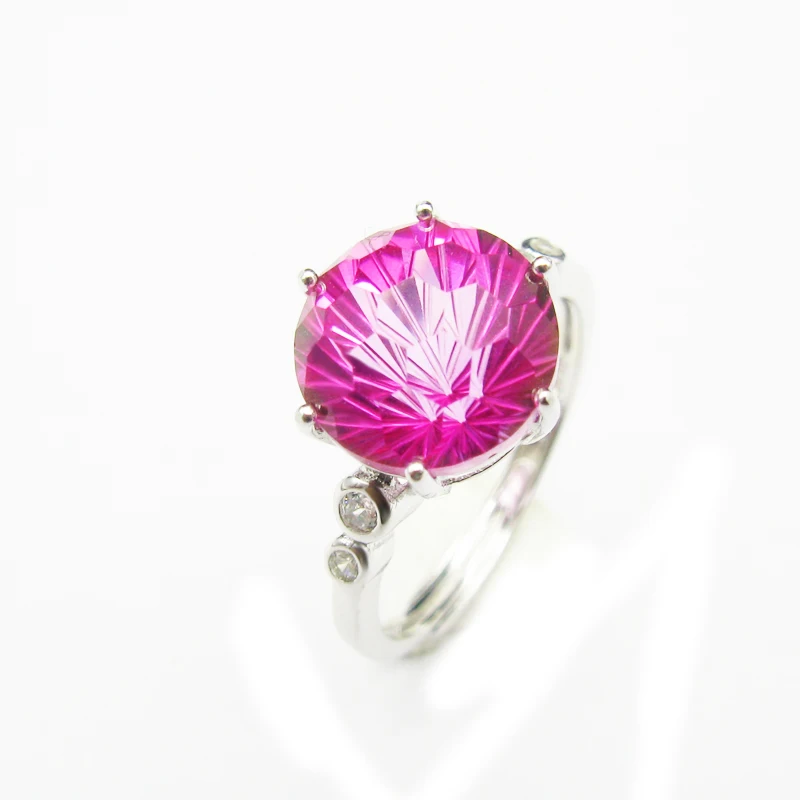

shilovem 925 silver sterling ring natural topaz pink fireworks woman open trendy fine Jewelry j101001agfb