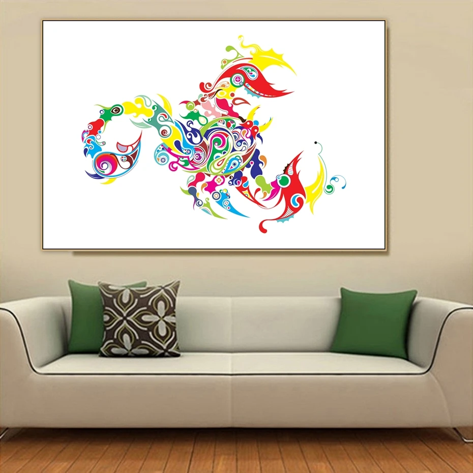 multicolor scorpio white base animal design canvas print wall art decor 100 x 150cm (2)