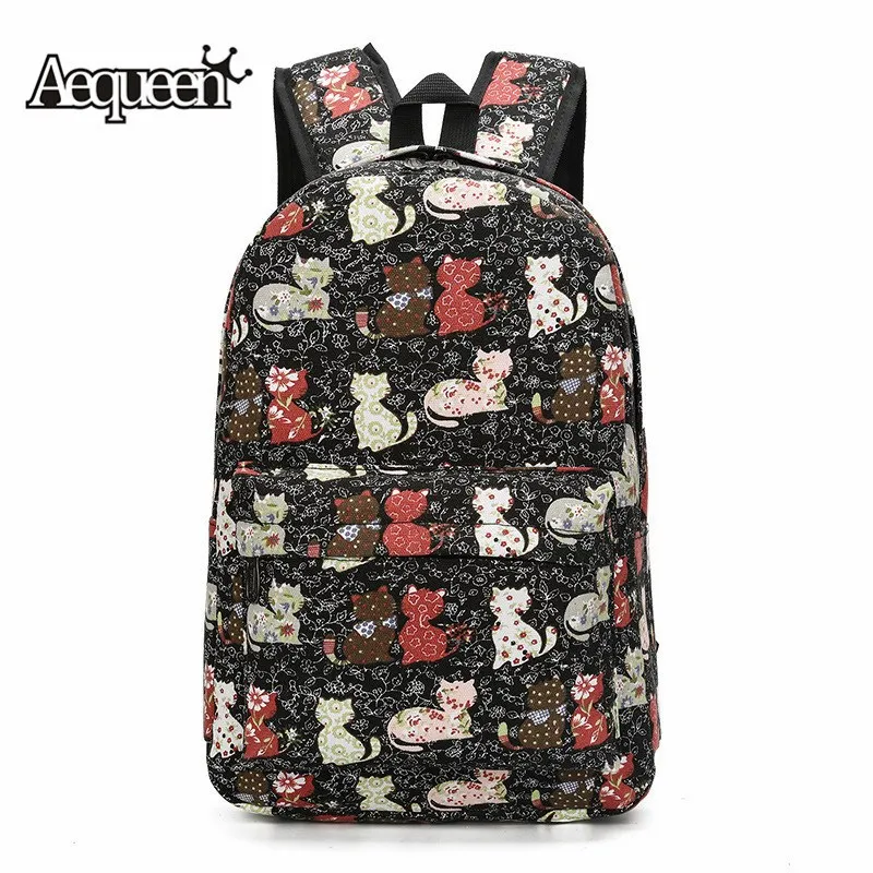 

AEQUEEN Cute Backpack Quality Women Backpack Printing Backpacks For Girls Cat Pattern School Bag ForTeenagers Backpack Female